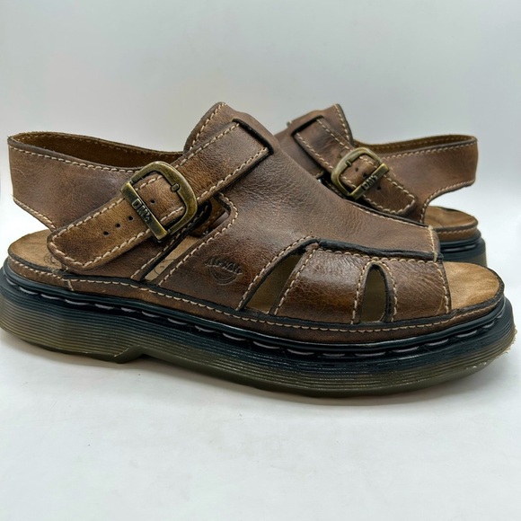 RARE DR MARTENS Sandals Mens SZ 10 
Brown Leather Fisherman Chunky 
ENGLAND Y2K - Picture 8 of 16